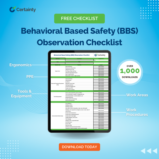 Certainty Software Behavioral Based Safety Observation Checklist