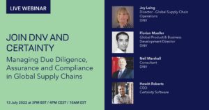 Certainty and DNV Webinar: The importance of supplier due diligence, quality assurance, and compliance management